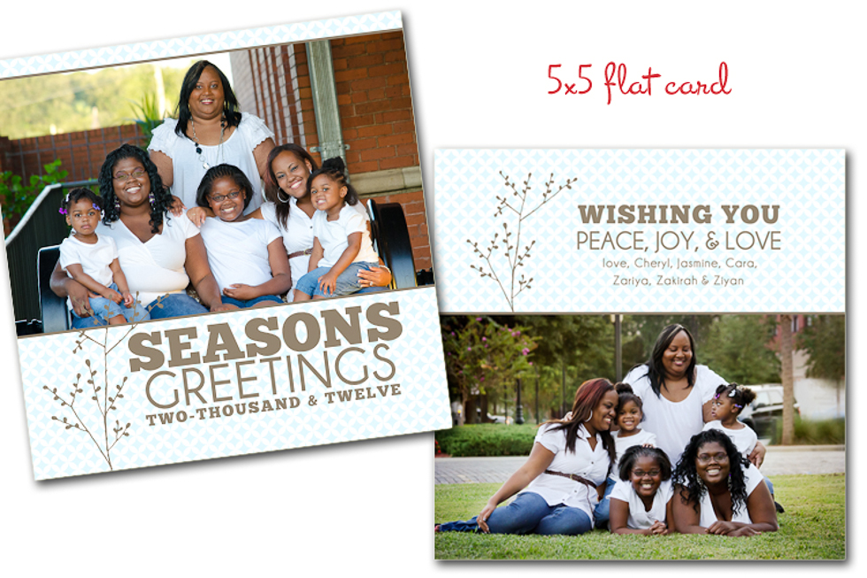 Custom Family holiday card seasons greetings square 5x5